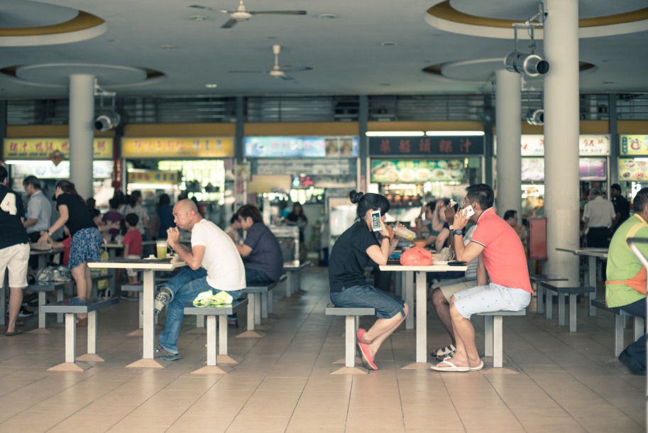 The first floor is transformed into a big hawker centre with over 80 stands.
