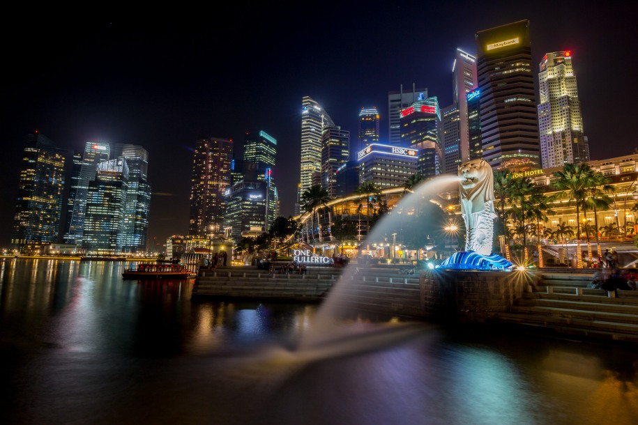 Merlion and Singapore Skyline